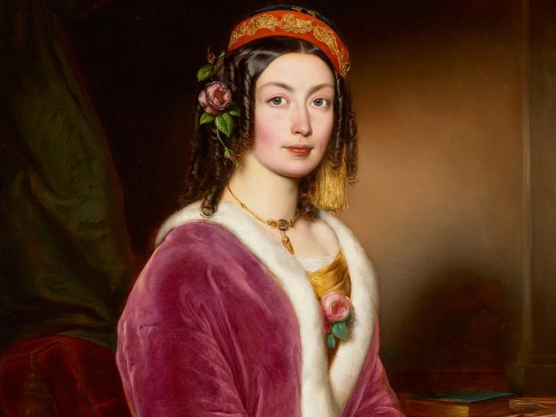 1821-Jozsef Borsos - Donna in velluto menta